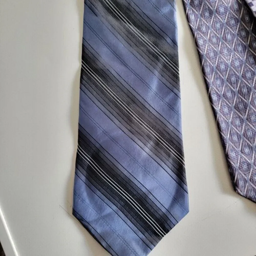 4 Murano Italia 100% Silk Bold Geometric Striped Neck Ties 60x4 Blue‎ Purple